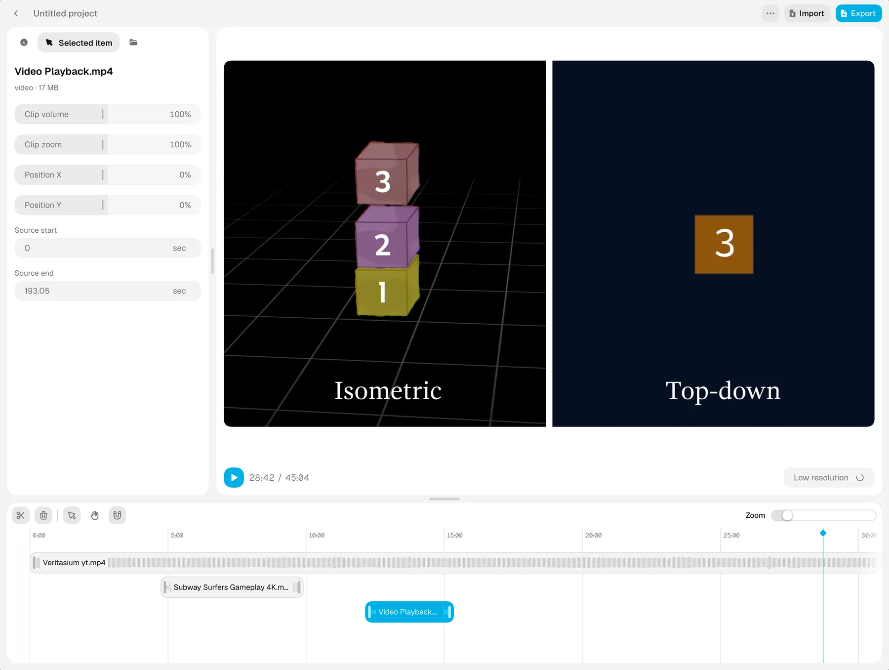 Local Video Editor timeline and preview in light mode